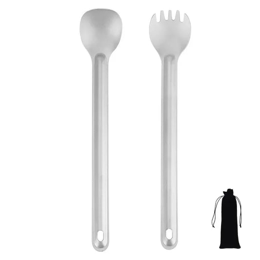 Titanium Spork Set mit langem Griff für Camping – clever-campen Camping & Outdoor Schweiz