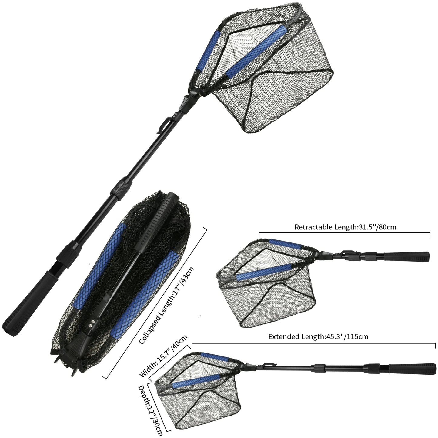 Teleskopisches Angelnetz 1.9m/1.5m/1.3m faltbar