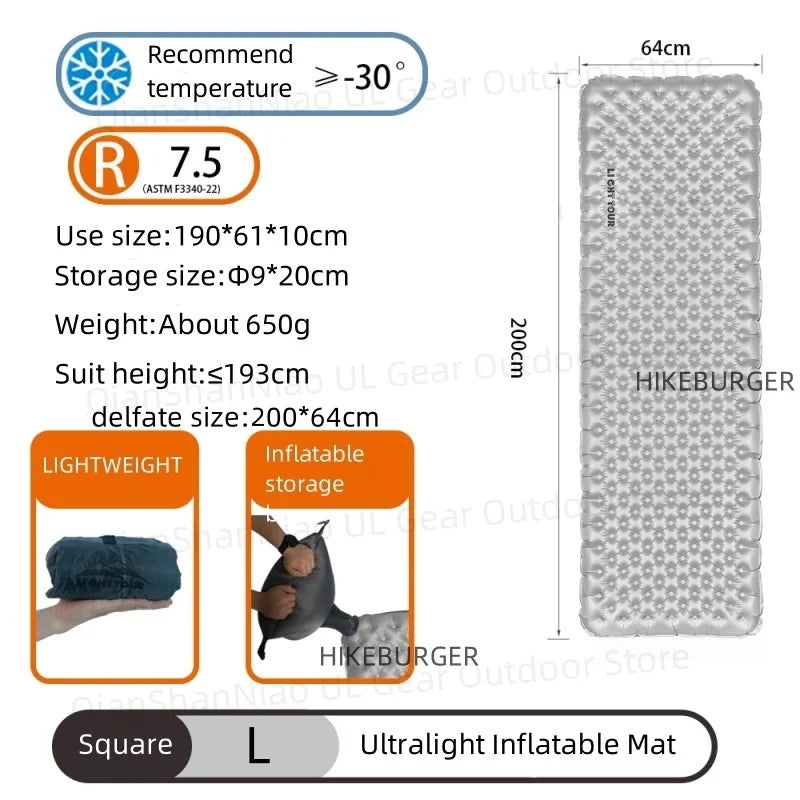 Leichte Camping Luftmatratze R-Wert 7.5 für Outdoor