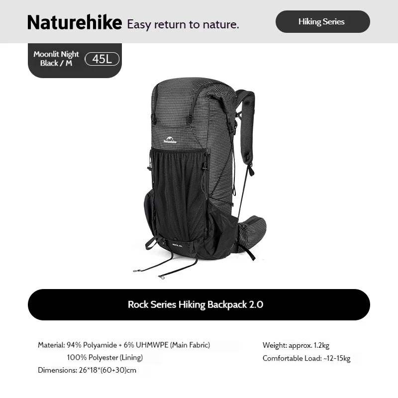 Naturehike Rock 2.0 Wanderrucksack 30L/45L/60L