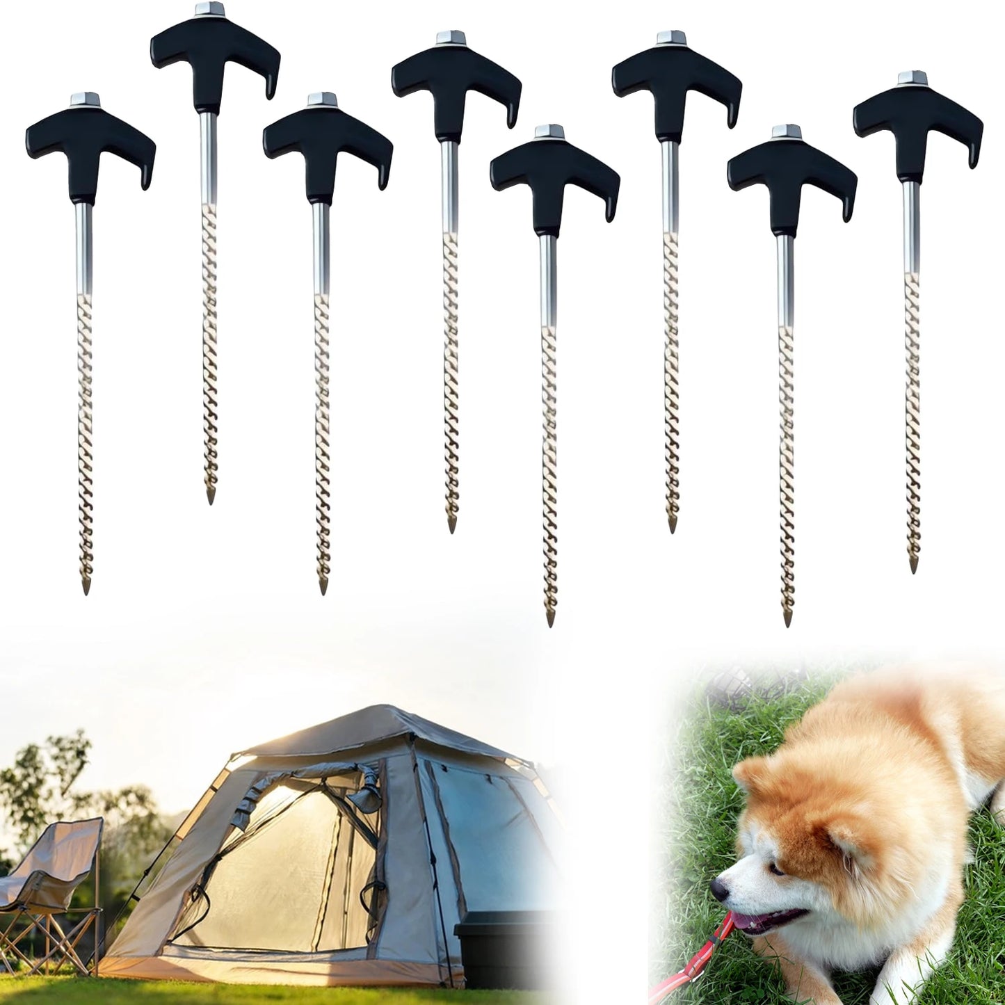 8-Zoll Schraub-Zeltpflock – Robuster Anker für Camping