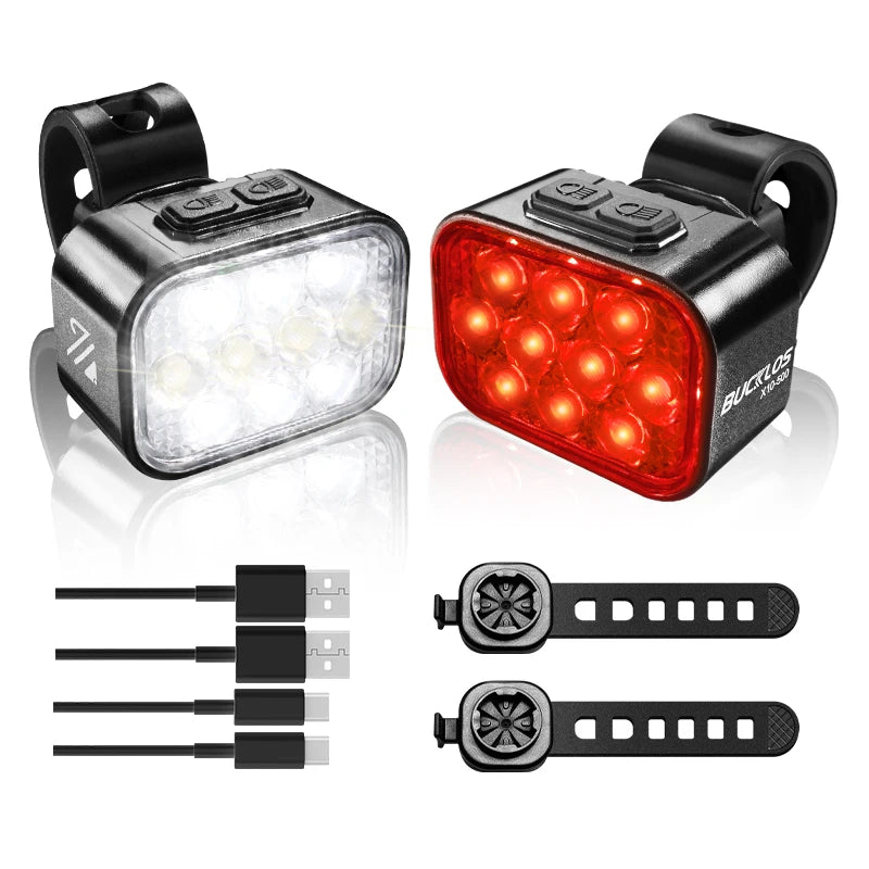 BUCKLOS Fahrradlicht Set mit USB Wiederaufladbar