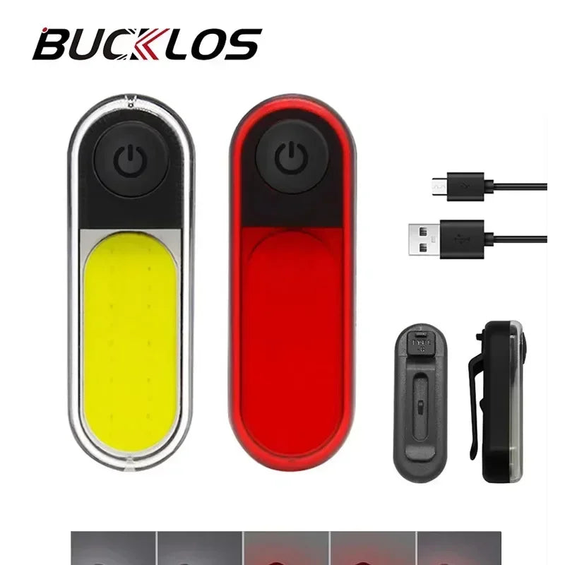 BUCKLOS Fahrrad COB Licht Set USB Aufladung 500lm