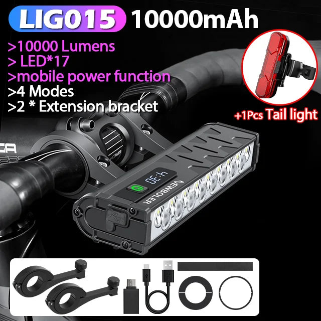 10000 Lumen Fahrradlicht mit USB-Ladung und Wasserschutz