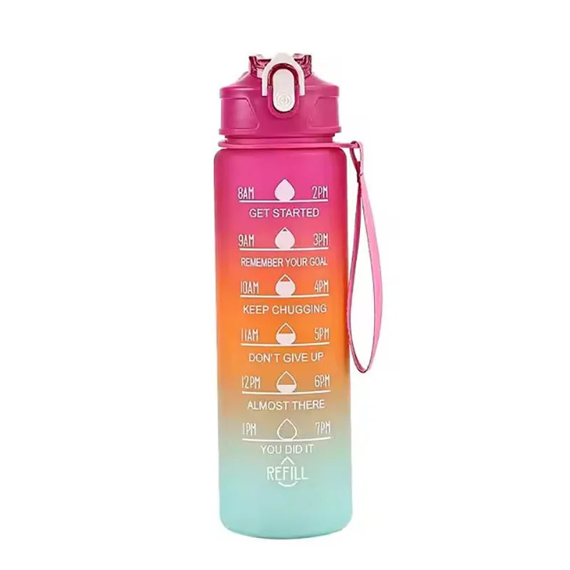 700ml Sport-Trinkflasche mit Strohhalm – Regenbogen-Farben