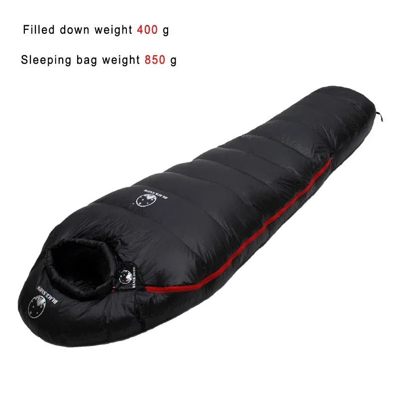 Wärmer Schlafsack aus Gänsedaunen für Winter-Camping