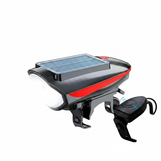Solar Fahrradlicht mit Horn – LED Frontlampe für Bikes