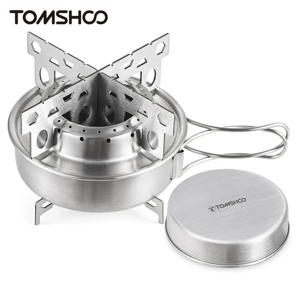 Tomshoo Tragbarer Edelstahl Alkoholkocher für Camping – clever-campen Camping & Outdoor Schweiz