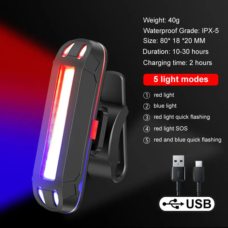 X-Tiger Rücklicht USB wiederaufladbar für Fahrräder