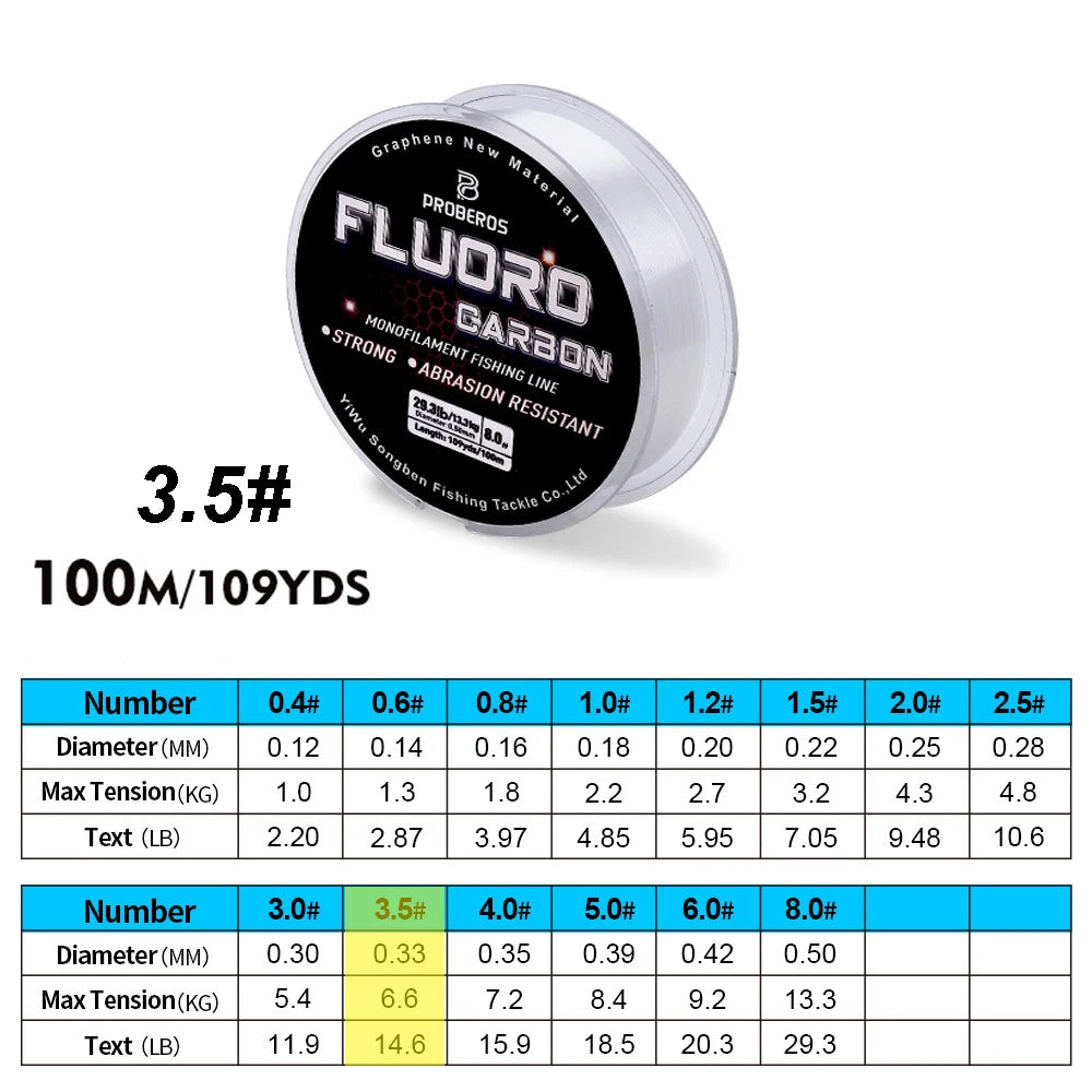 PROBEROS 100M Fluorocarbon Angelvorfach 2.2LB-29.3LB