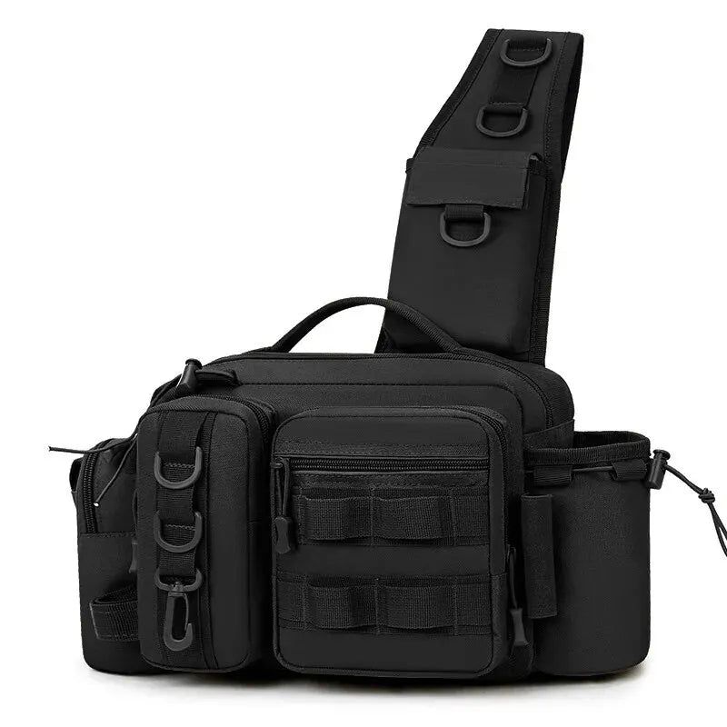 Angler Rucksack mit Köderbox und Rutenhalter