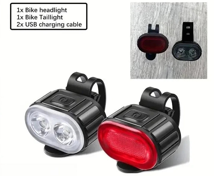 Wiederaufladbares LED Fahrradlicht Set für Vorder
