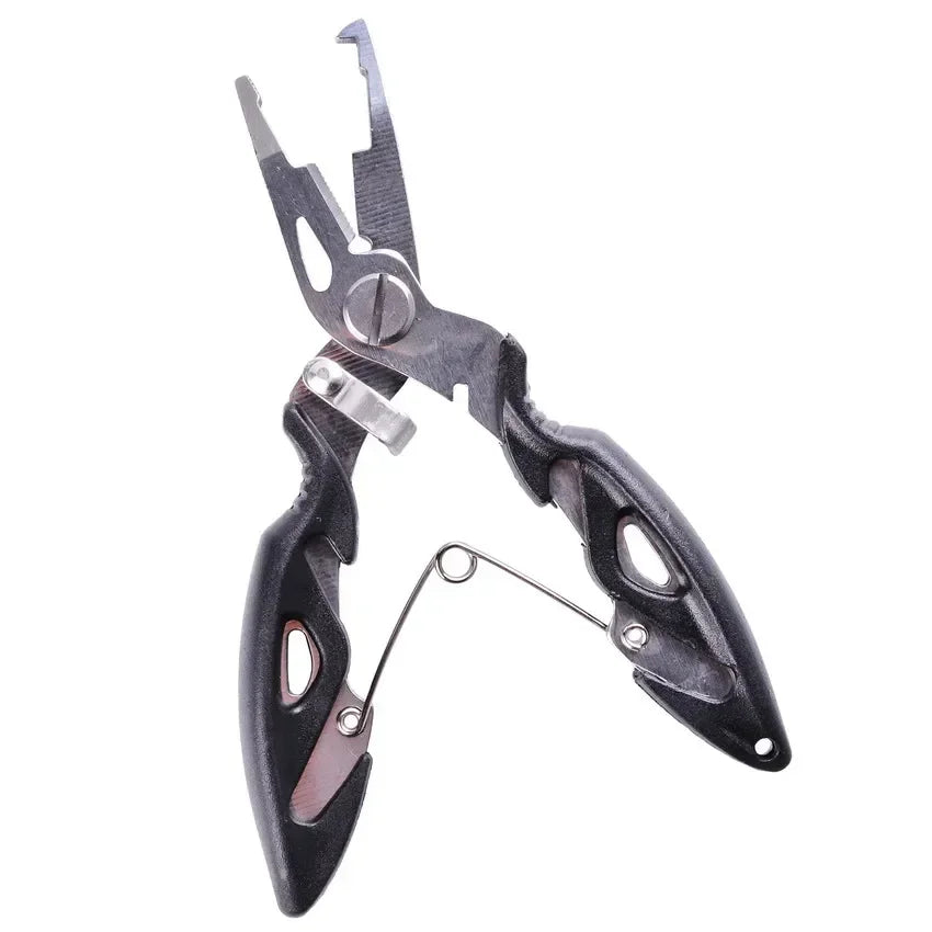 Multifunktionale Angelzange mit Karabiner und Sicherungsband