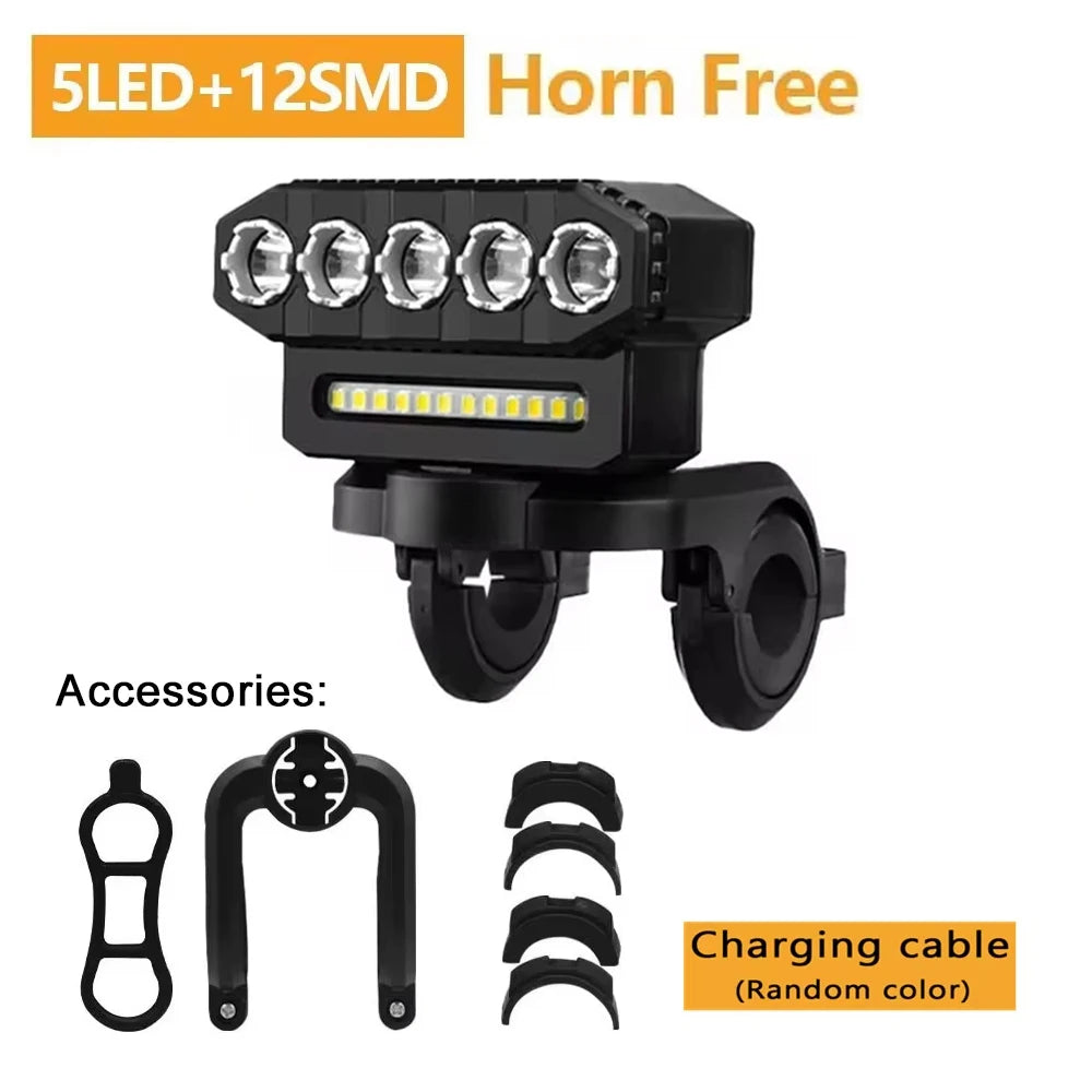 LED Fahrrad Frontlicht mit 130dB Horn – USB wiederaufladbar