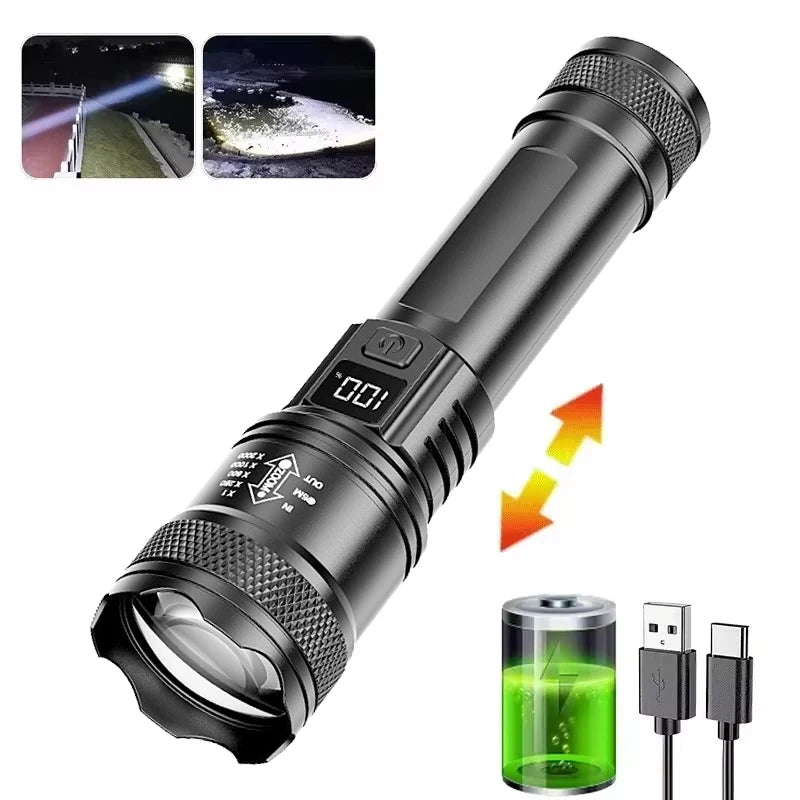 Hochleistungs LED Taschenlampe - USB wiederaufladbar 1000LM