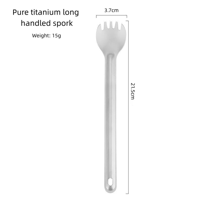 Titanium Spork Set mit langem Griff für Camping