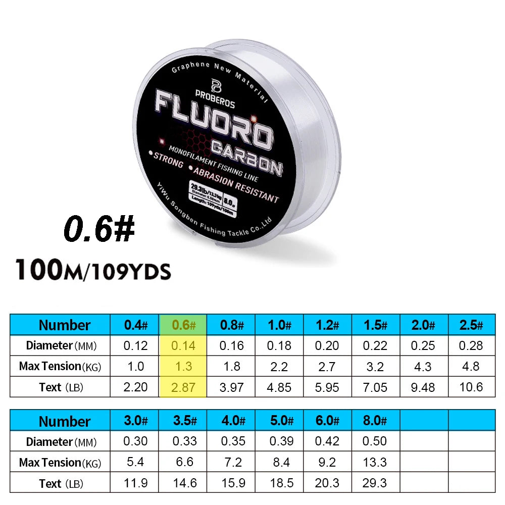 PROBEROS 100M Fluorocarbon Angelvorfach 2.2LB-29.3LB