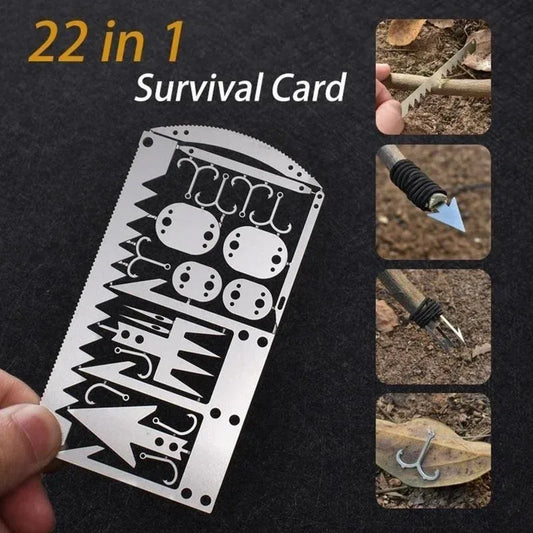 22-in-1 Überlebenskarte aus Edelstahl für Camping – clever-campen Camping & Outdoor Schweiz