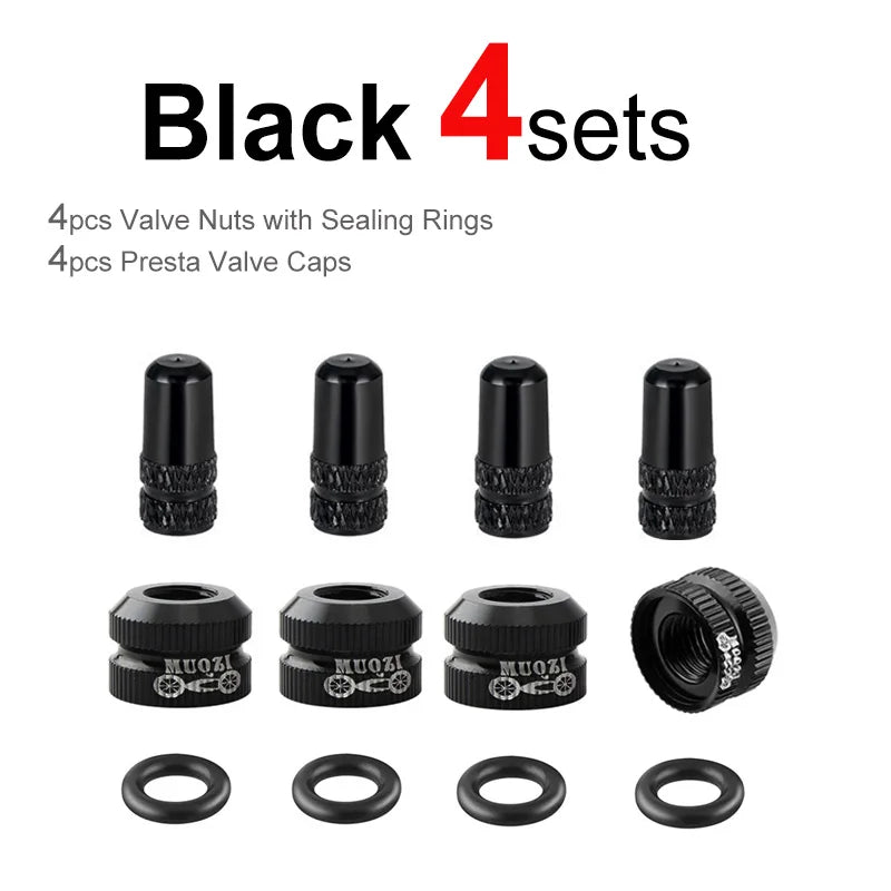 Bicycle Tire Valve Nut Set mit Presta Ventilkappen
