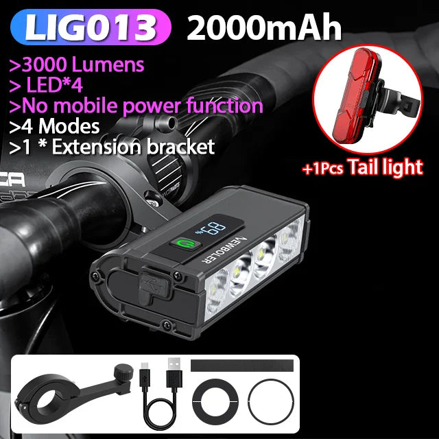 10000 Lumen Fahrradlicht mit USB-Ladung und Wasserschutz