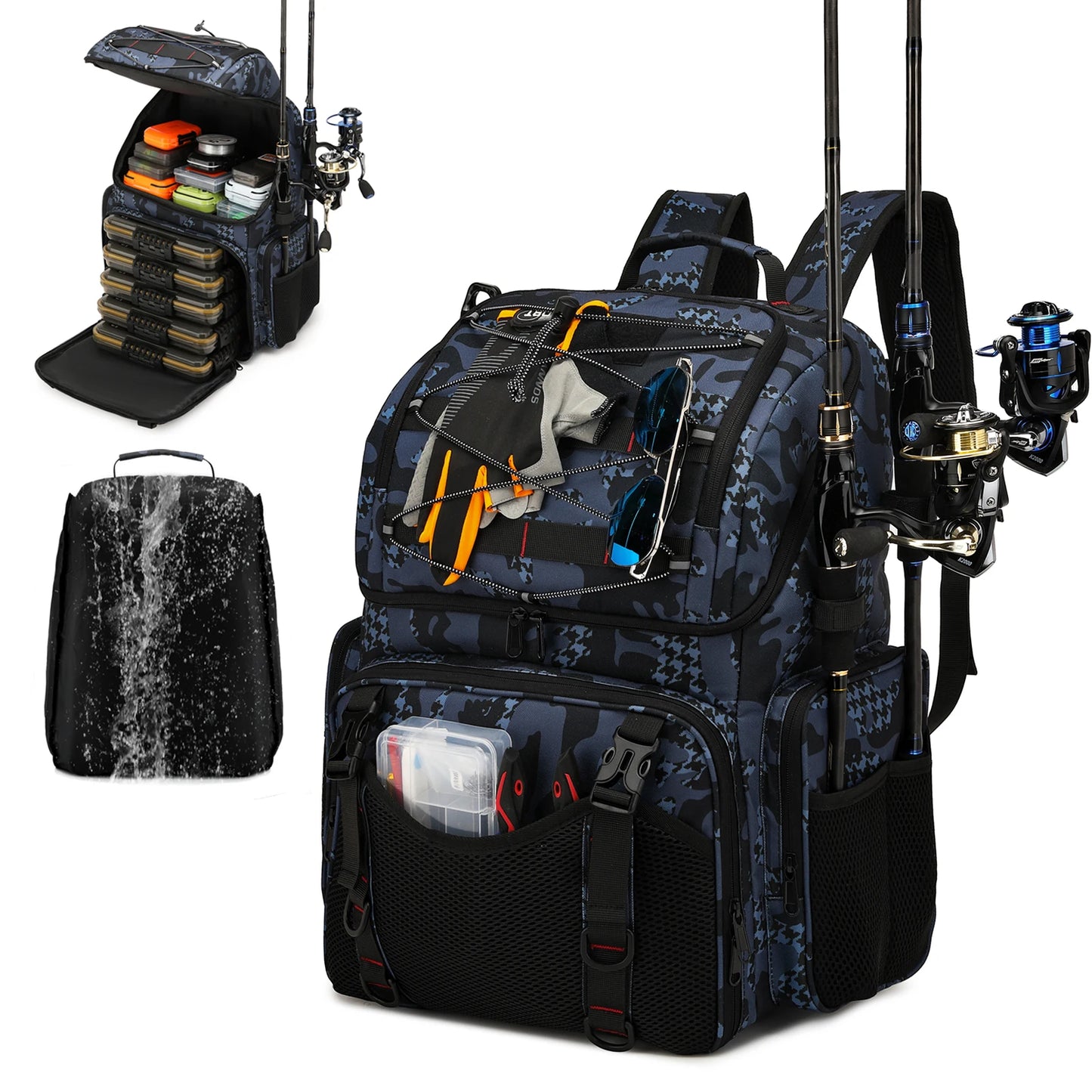 45L Angelrucksack mit Kühlfunktion und Regenhülle