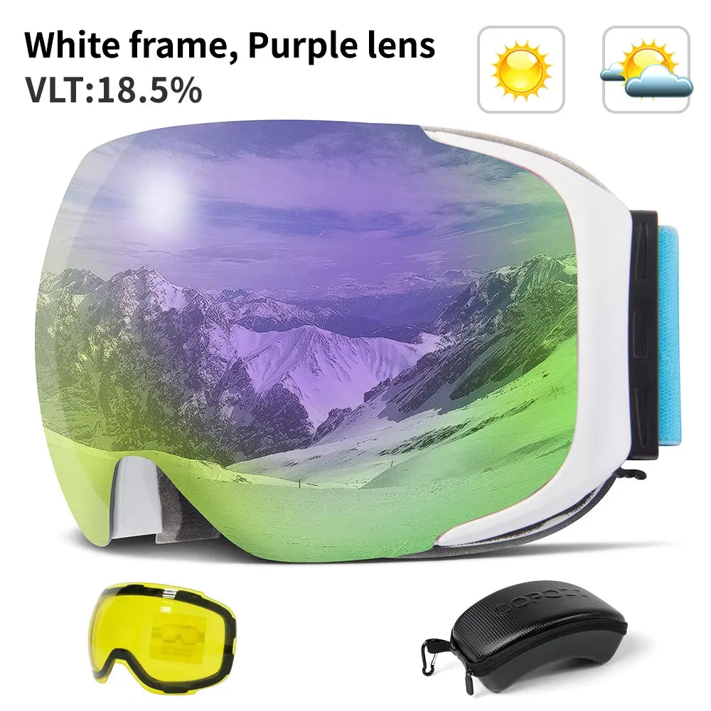 COPOZZ Magnet-Ski-Goggles mit Wechselglas und Etui