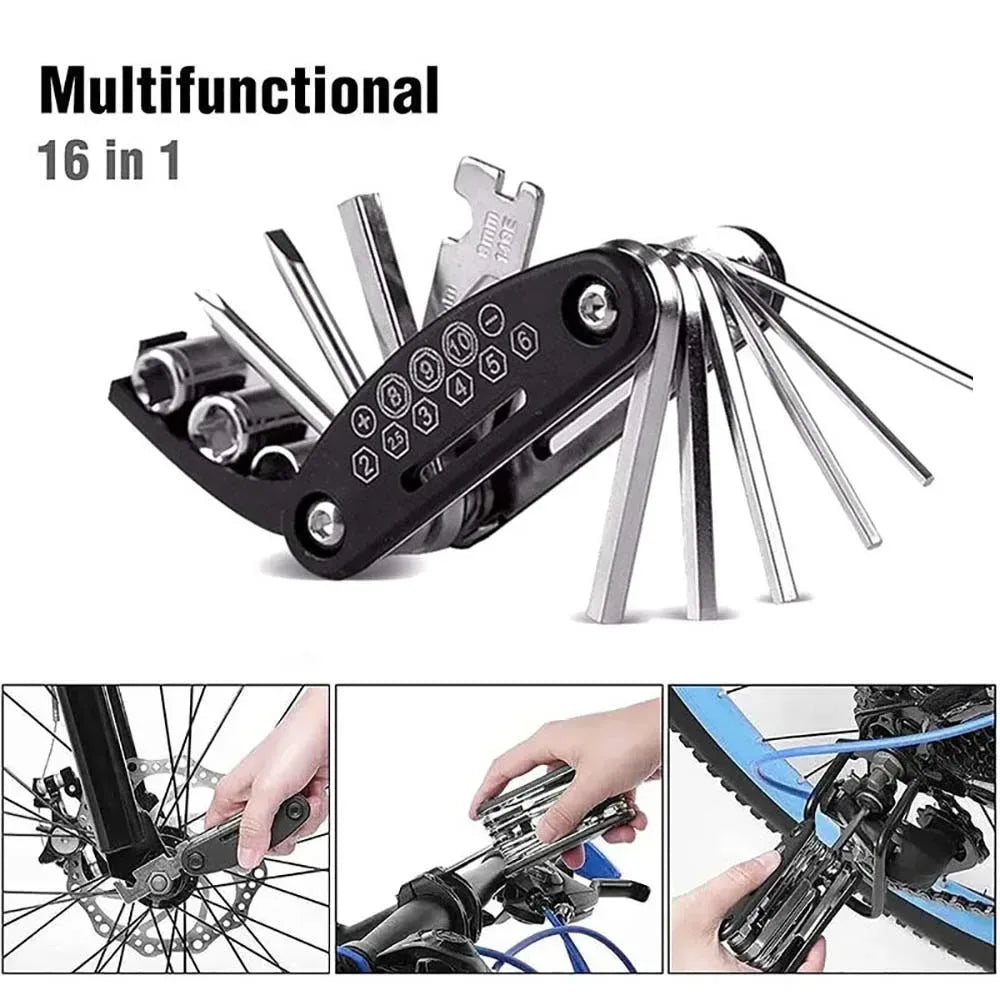 16 in 1 Multifunktionales Fahrradwerkzeug – clever-campen Camping & Outdoor Schweiz