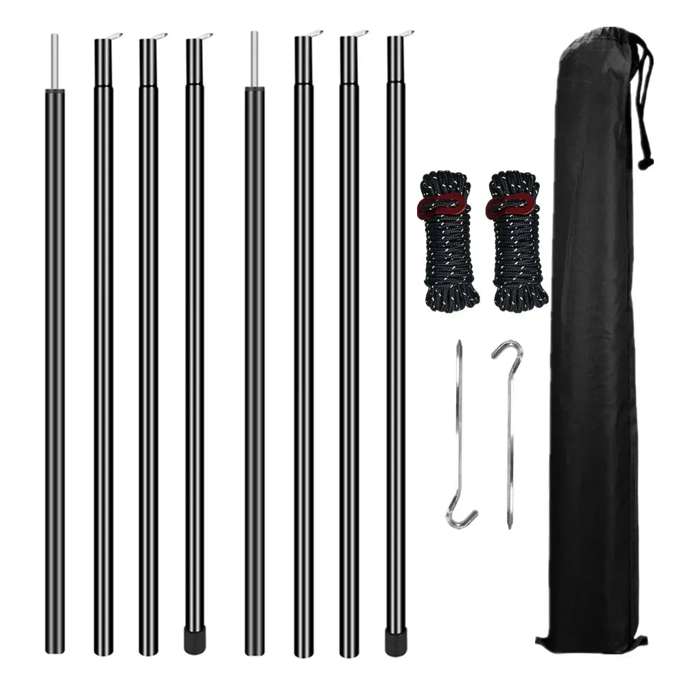 Set aus 2 verstellbaren Zeltstangen aus Stahl mit Heringen – clever-campen Camping & Outdoor Schweiz