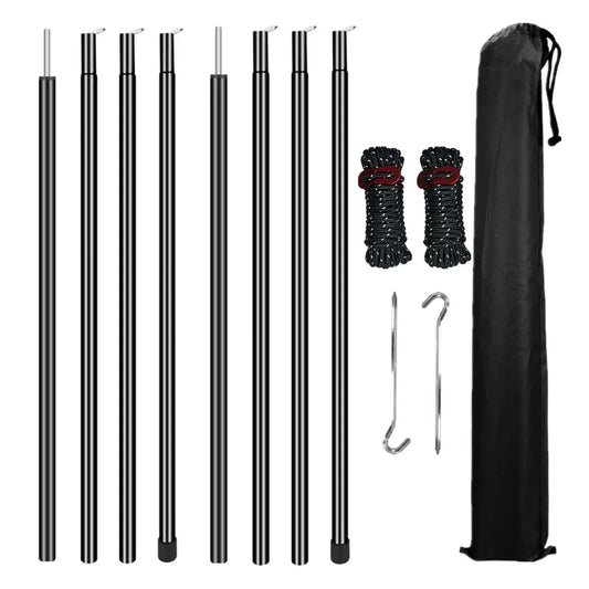 Set aus 2 verstellbaren Zeltstangen aus Stahl mit Heringen – clever-campen Camping & Outdoor Schweiz