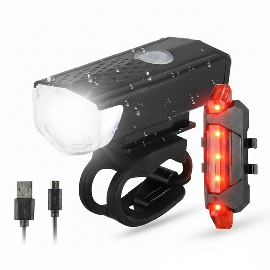 USB Wiederaufladbares Fahrradlicht Set mit Front